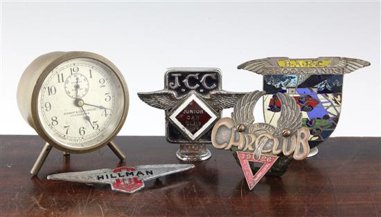 Automobilia: Three car badges - B.A.R.C., J.C.C., Austin Car Club 1926,
